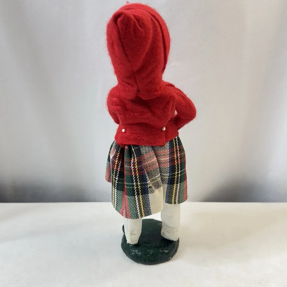 Byers Choice Retired 1980 Girl with Muff Plaid Skirt Red Hooded Jacket 10